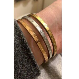 Women Roman Numeral Bangle Bracelet Stainless Steel Personalized Bracelets